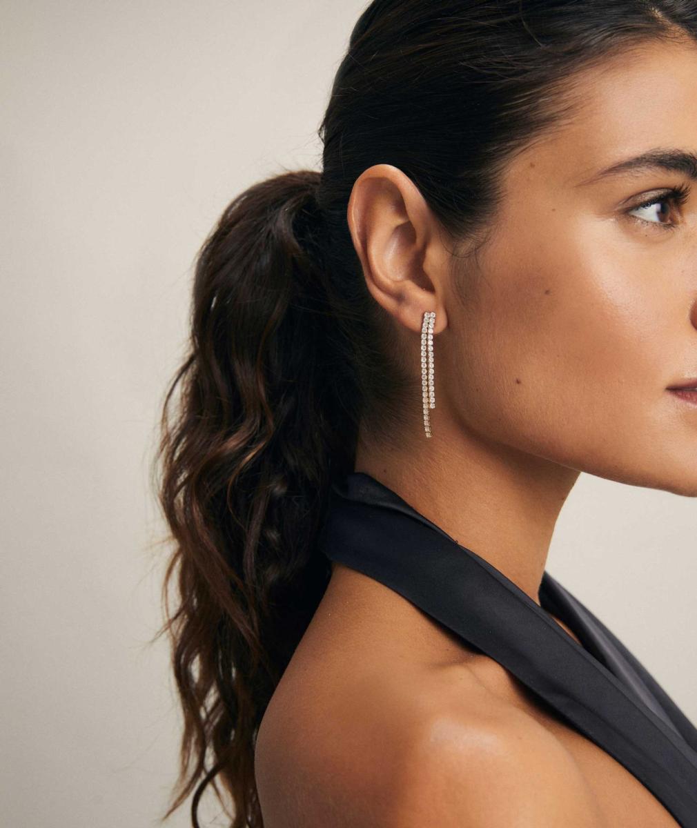 ARRACADES VIDAL I VIDAL BANYATS EN OR 18K DOBLE TIRA AMB CIRCONETES G3732