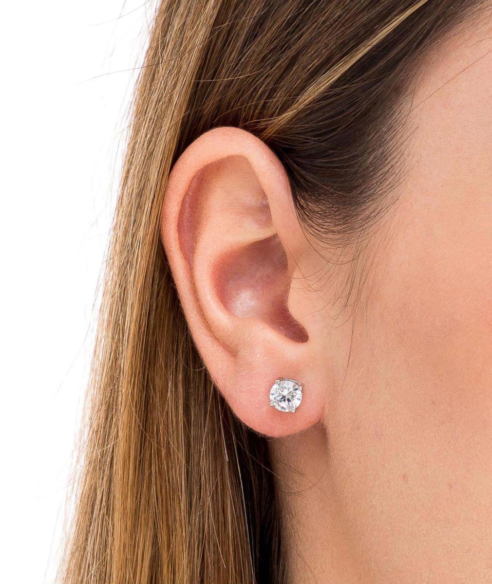 VIDAL & VIDAL PLATINUM-PLATED SILVER EARRINGS WITH 6mm ZIRCONIA S60036EB