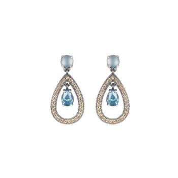 Long blue Sunfield earrings with chalcedony and zircons