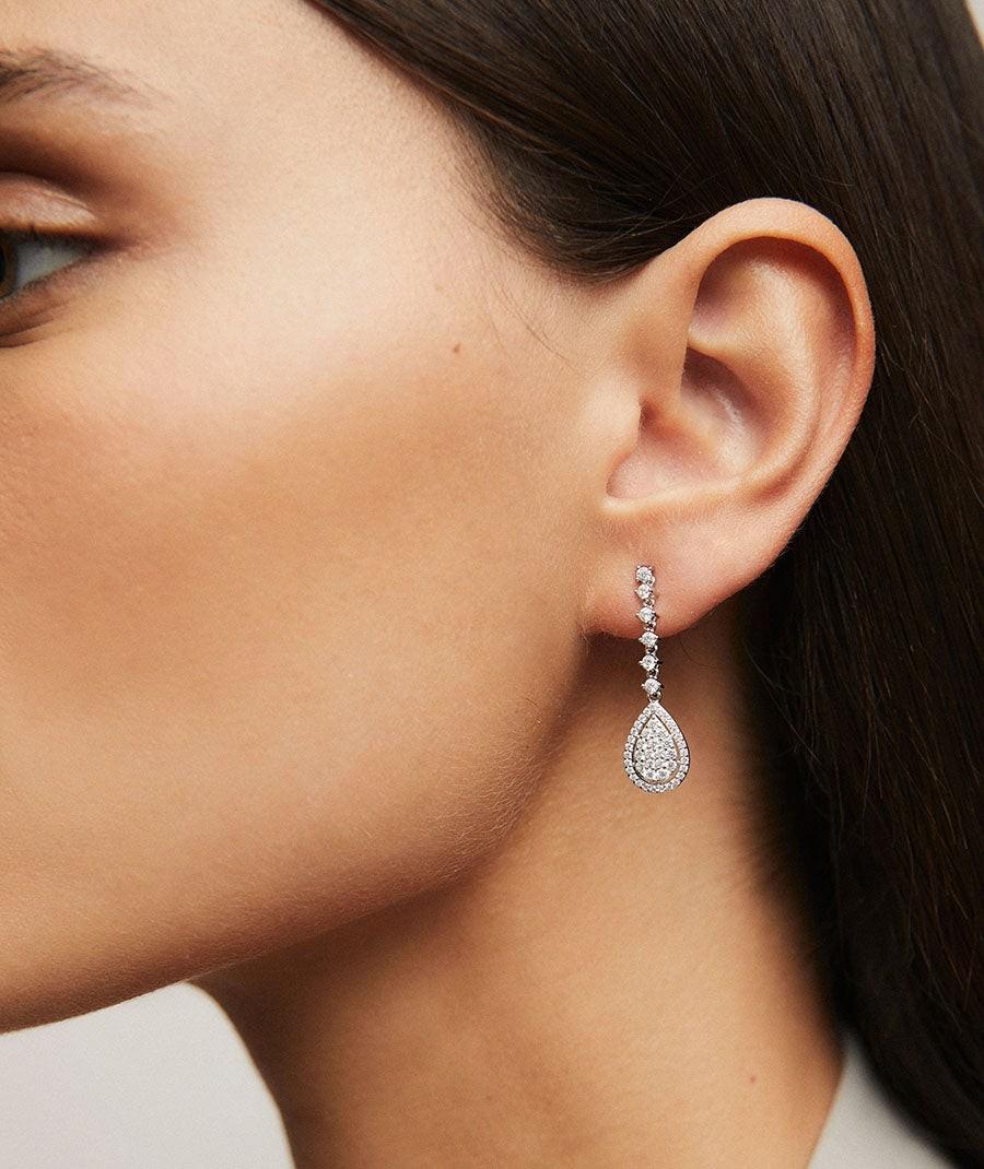 VIDAL & VIDAL PLATINUM-PLATED SILVER EARRINGS WITH WHITE ZIRCONIAS S60671E