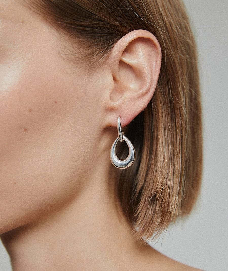 ARRACADES VIDAL I VIDAL BANYATS EN PLATA DOBLE CERCLE FORMA LLÀGRIMA x27980