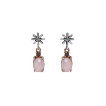 Sunfield rose quartz and silver earrings with a central stone