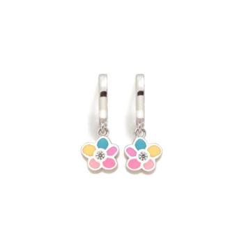 PENDIENTES AGATHA RUIZ DE LA PRADA AROS DE PLATA Y ESMALTE CON FLOR MULTICOLOR Y CIRCONITA 037DIV