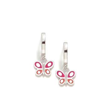 PENDIENTES AGATHA RUIZ DE LA PRADA AROS DE PLATA Y ESMALTE CON MARIPOSA ROSA Y NARANJA 040DIV
