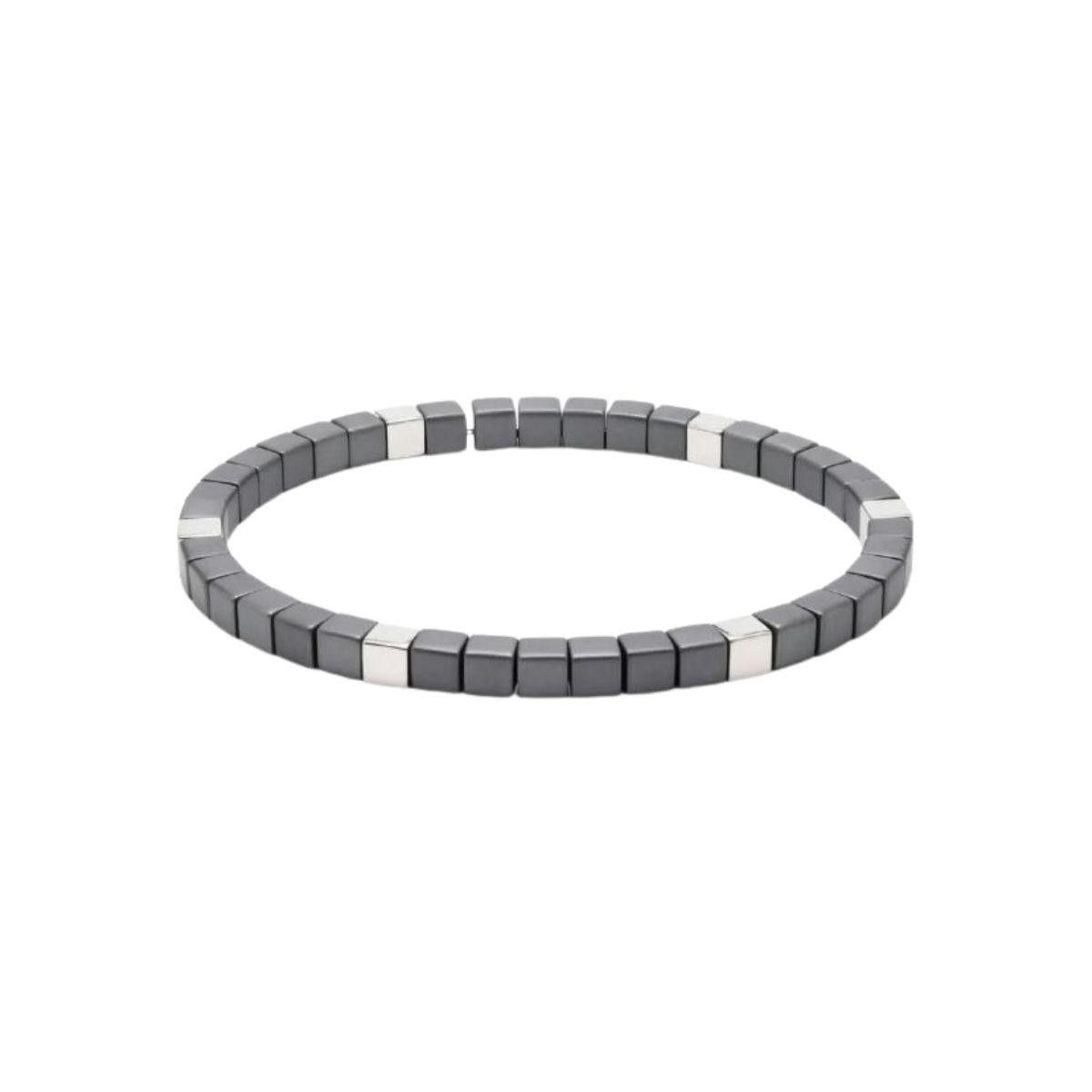 PULSERA LISKA DE HEMATITES Y ACERO MS017