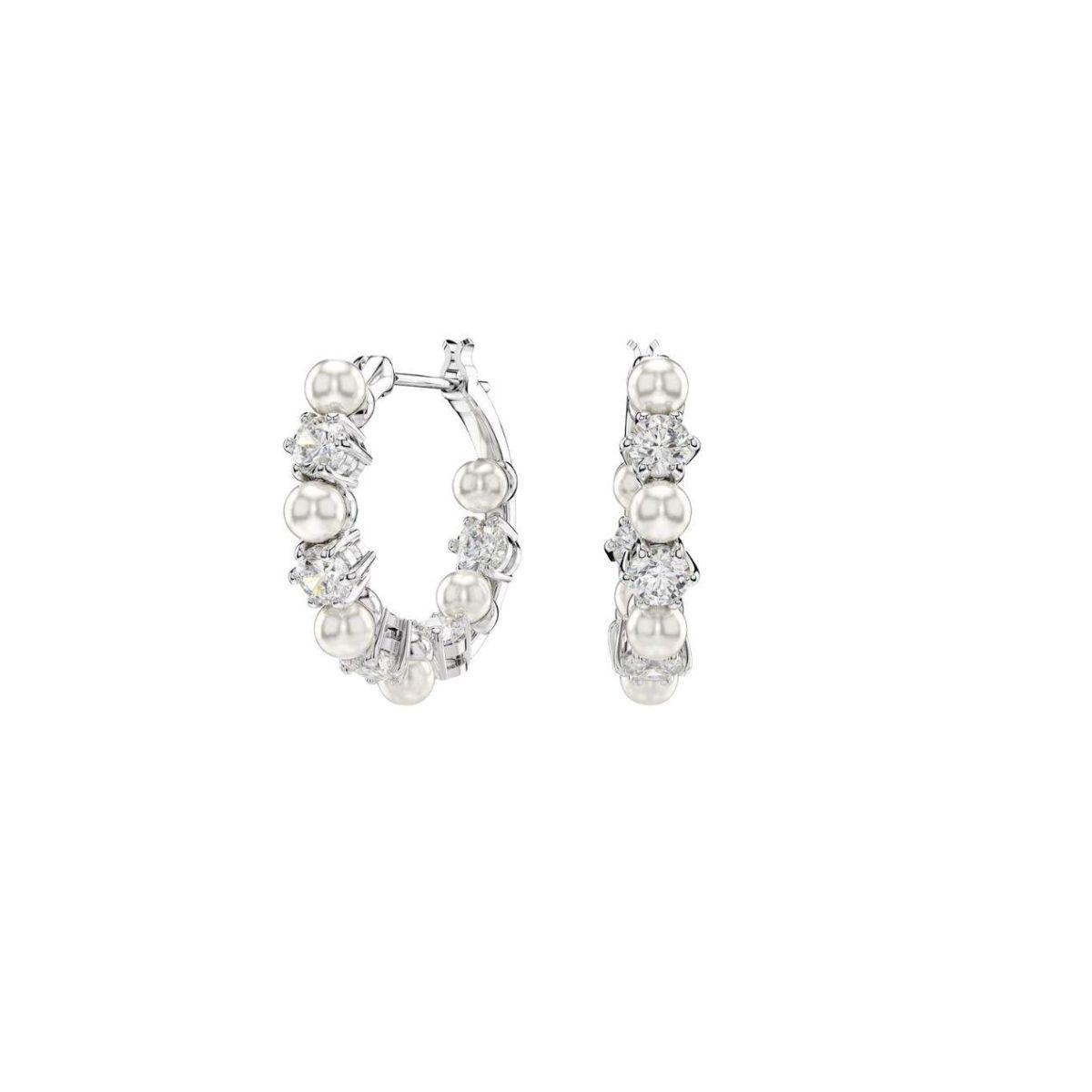 SWAROVSKI MATRIX HOOP EARRINGS RHODIUM PLATED 5709256