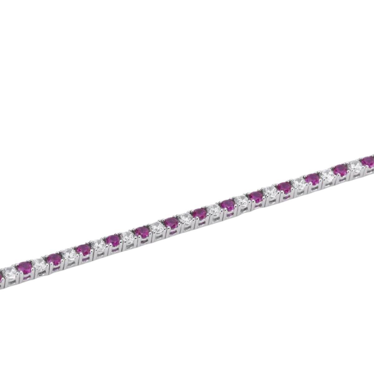 Mabina Tennis Bracelet in Silver with Synthetic Rubies and White Cubic Zirconia 2,5mm 533457-17