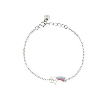JUEGO DOS PULSERAS MABINA JUNIOR DE LA AMISTAD DE PLATA CON ESTRELLA ARCOIRIS CENTRAL ESMALTADA 534049