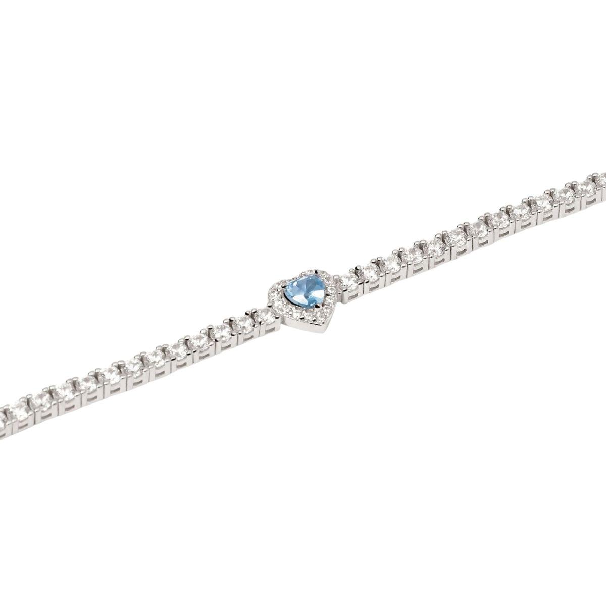 PULSERA MABINA DE PLATA, CIRCONITAS Y AGUAMARINA SINTETICA 534107-18