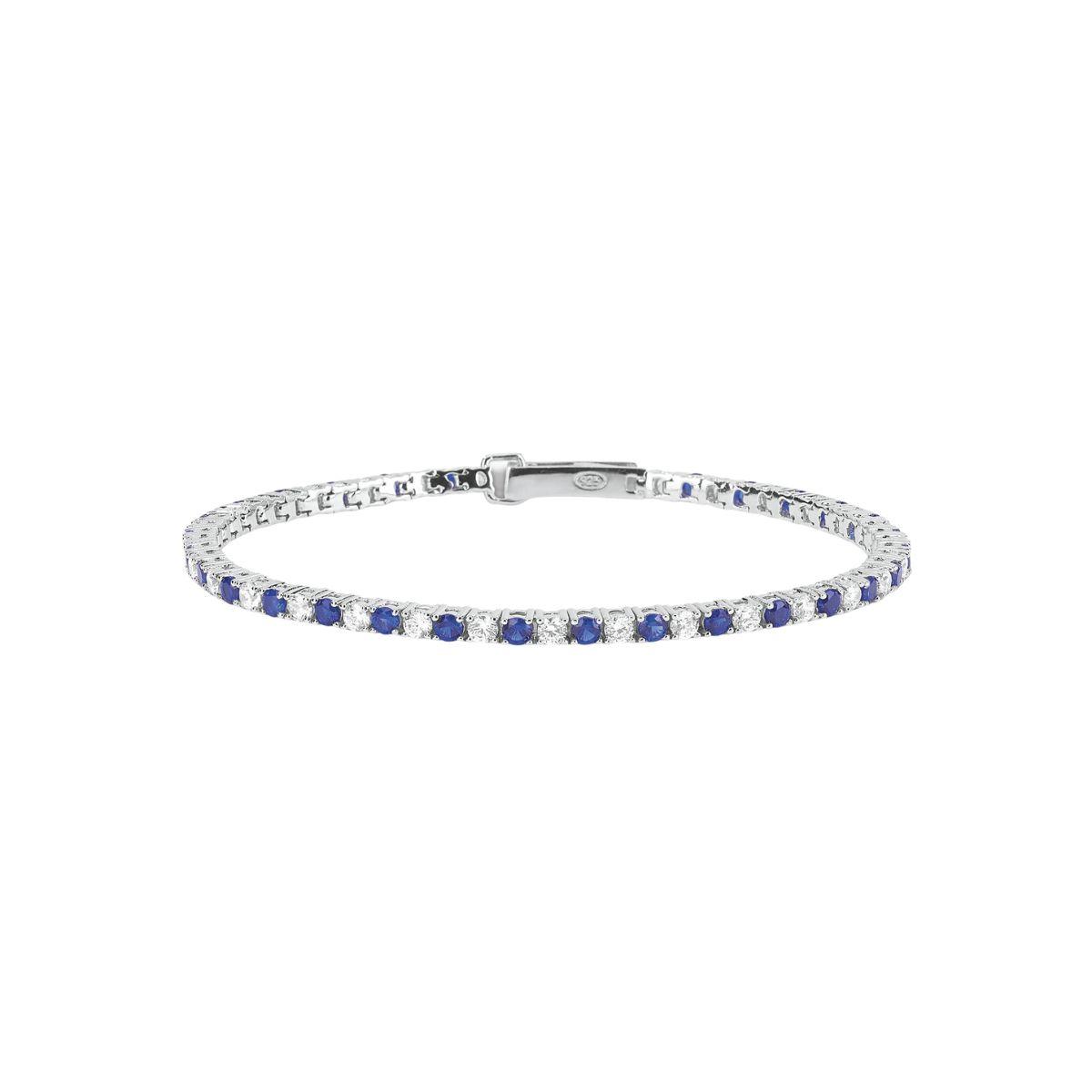 PULSERA MABINA TENIS DE PLATA, ZAFIROS SINTETICOS Y CIRCONITAS BLANCAS 533456-17