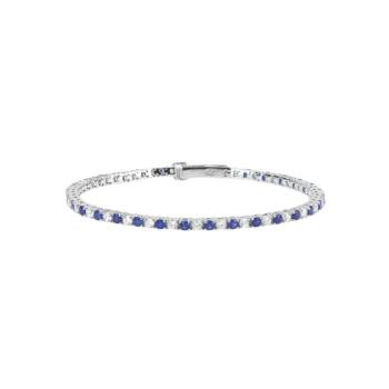 PULSERA MABINA TENIS DE PLATA, ZAFIROS SINTETICOS Y CIRCONITAS BLANCAS 533456-17