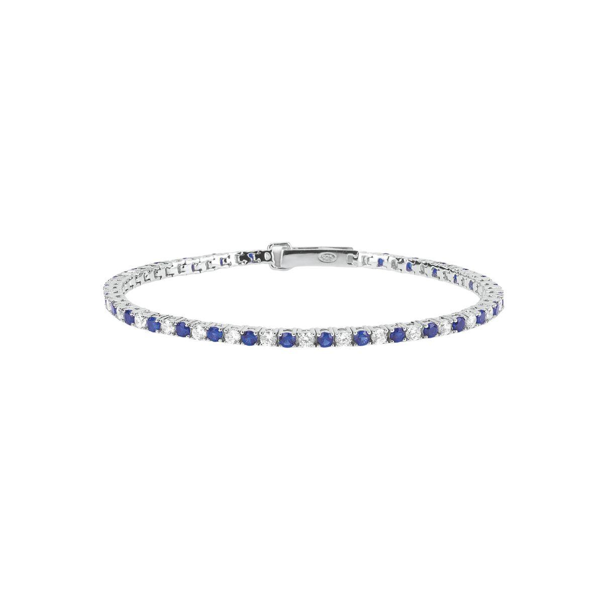 PULSERA MABINA TENIS DE PLATA, ZAFIROS SINTETICOS Y CIRCONITAS BLANCAS 533456-M