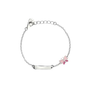 PULSERA MABINA JUNIOR DE PLATA RODIADA CON MARIPOSA ESMALTADA Y PLACA PERSONALIZABLE 533799