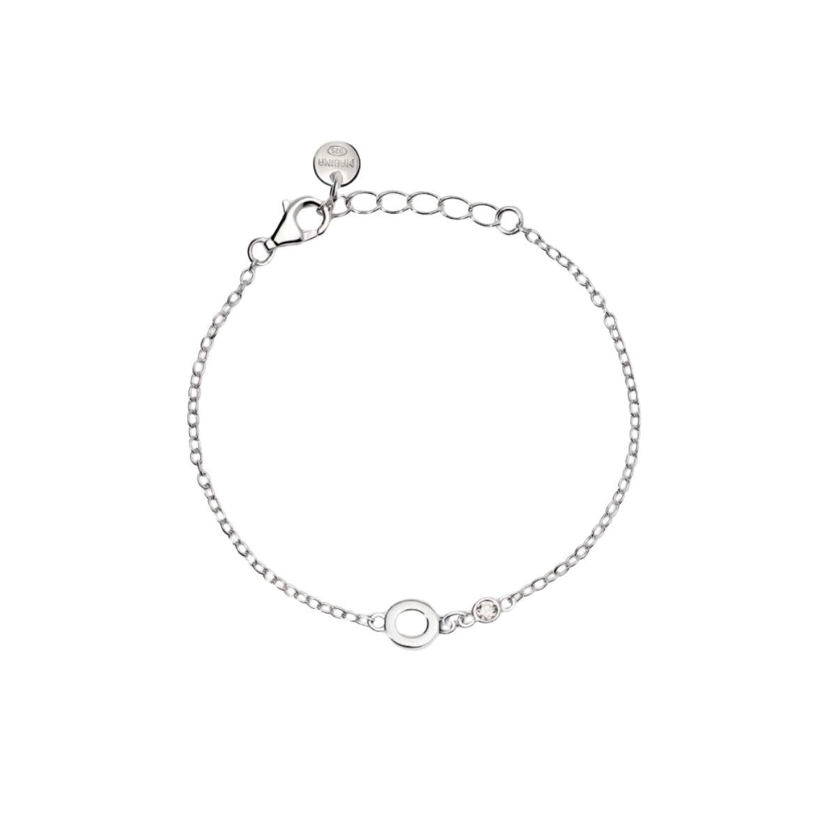 mabina junior silver bracelet with diamond from laboratori and letter O