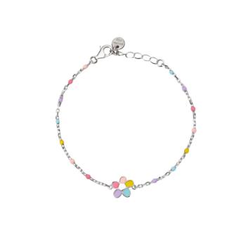 PULSERA MABINA JUNIOR DE PLATA RODIADA CON FLOR ESMALTADA MULTICOLOR 533935
