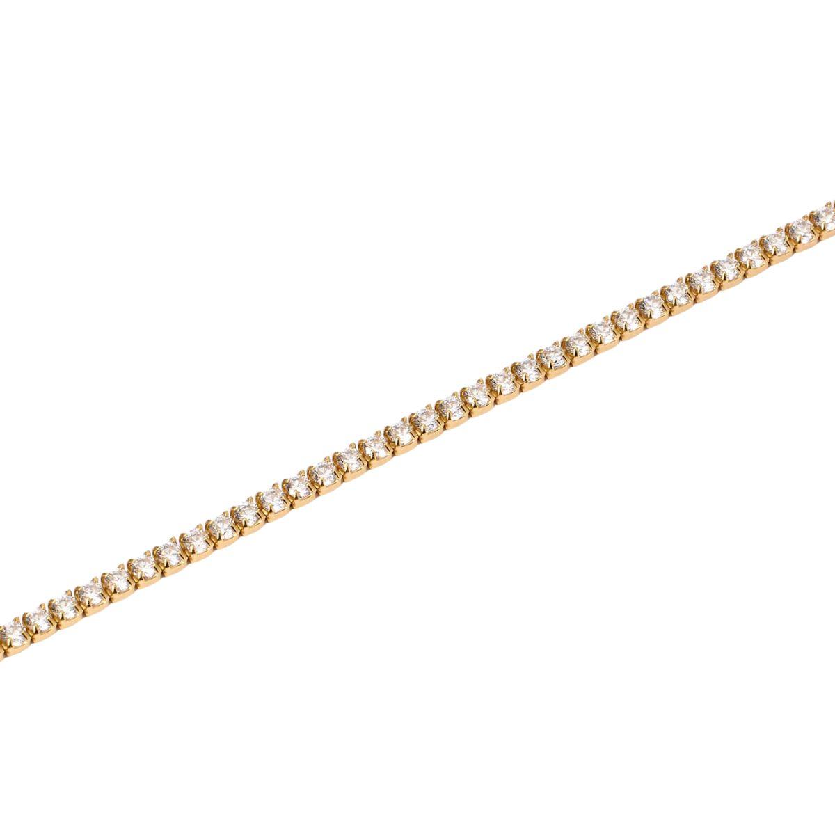 PULSERA MABINA ESTILO TENIS DE PLATA BAÑADA EN ORO Y CIRCONITAS BLANCAS 1,75 mm 533958