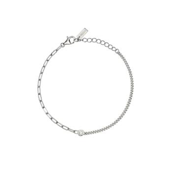 PULSERA MABINA DOBLE CADENA DE PLATA Y DIAMANTE CULTIVADO 0,09CT TOTAL F VS 534068