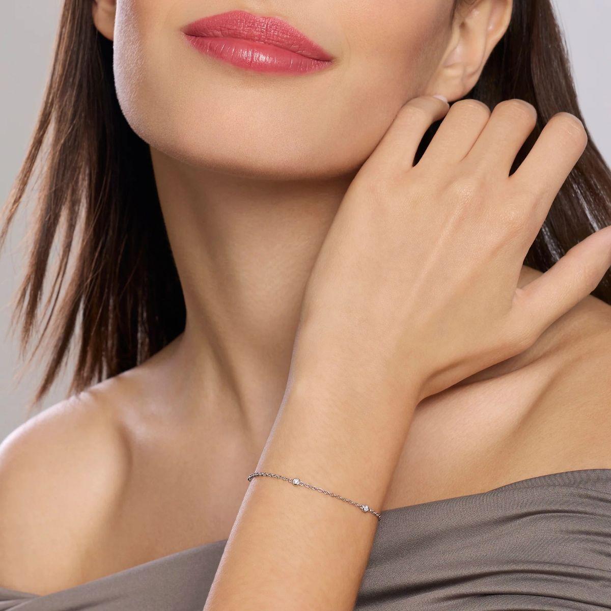 PULSERA MABINA DE PLATA Y 4 DIAMANTES 0,025CT TOTAL F VS 534075 1