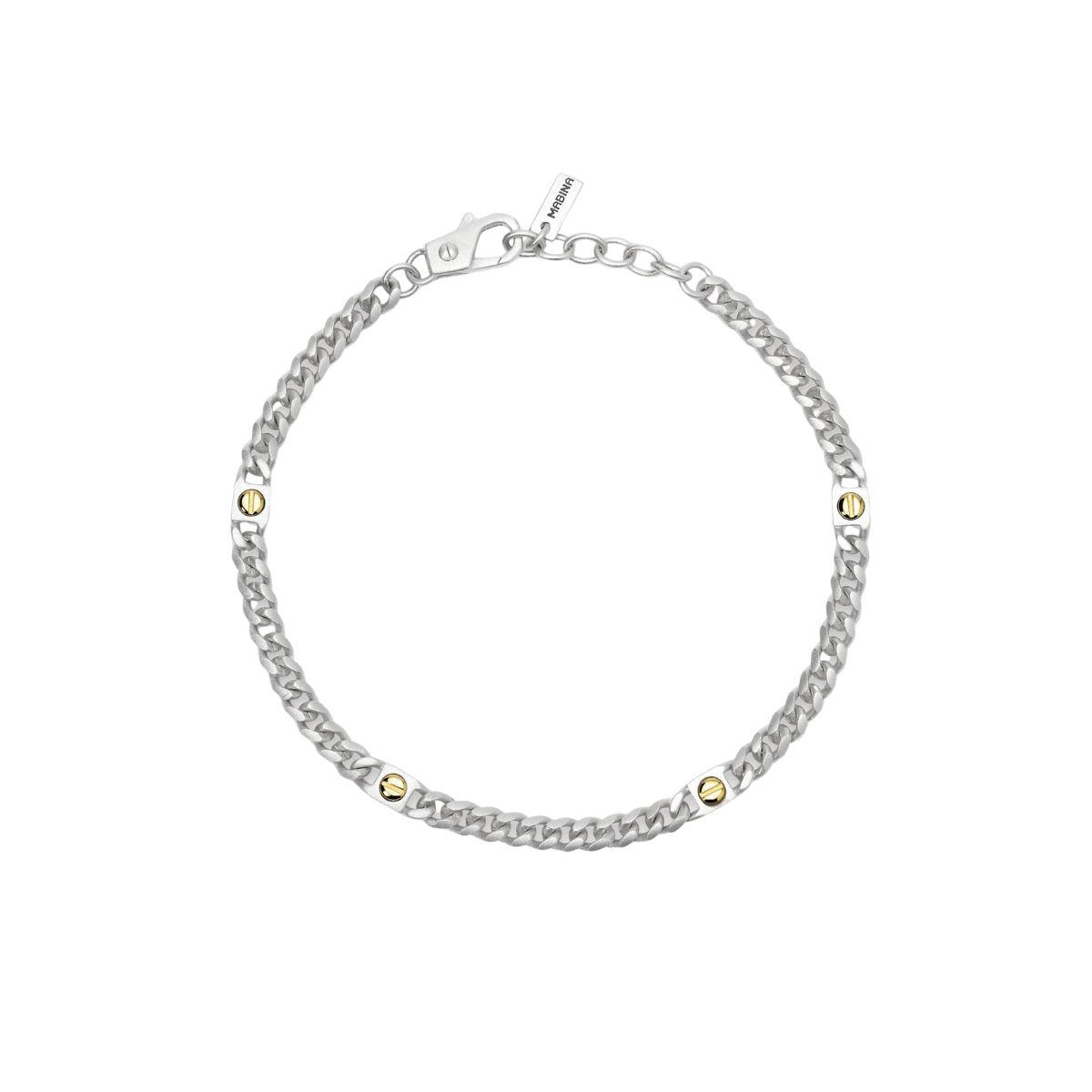 PULSERA MABINA DE PLATA RODIADA Y ELEMENTOS DE TORNILLO CHAPADOS EN ORO 18K 534080