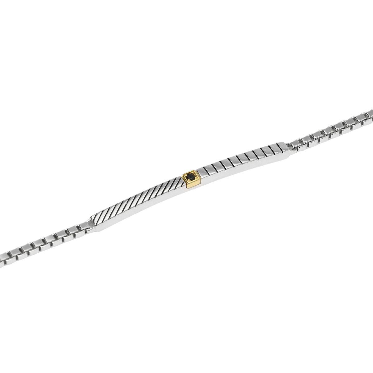 PULSERA MABINA DE PLATA Y CIRCONITAS NEGRAS CON BAÑO DE ORO 18K 534086