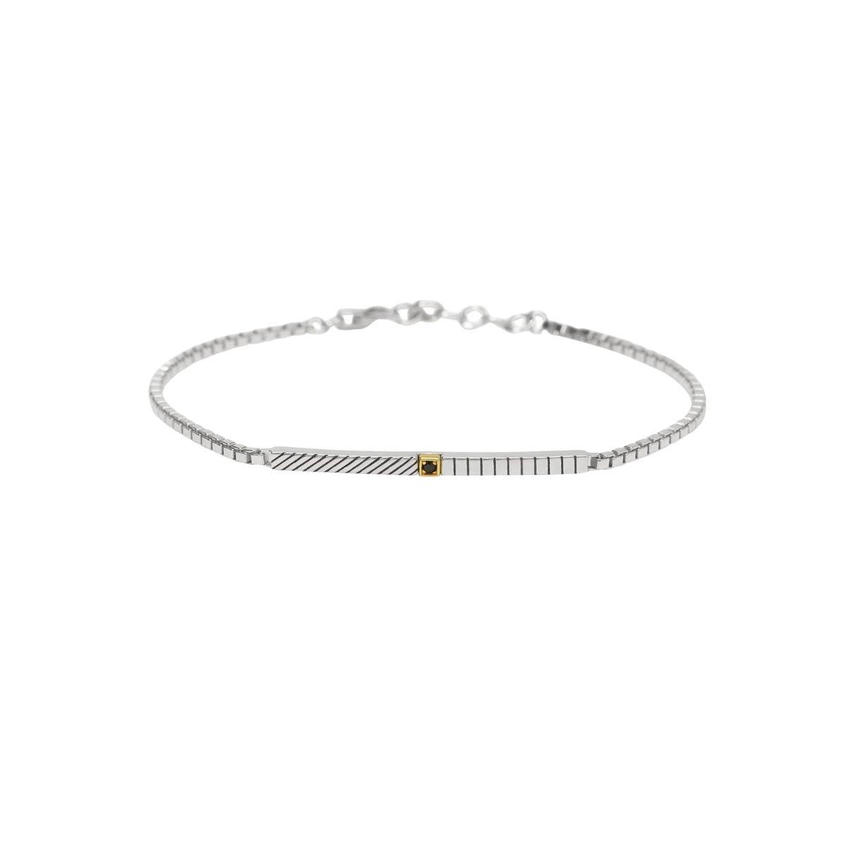 PULSERA MABINA DE PLATA Y CIRCONITAS NEGRAS CON BAÑO DE ORO 18K 534086
