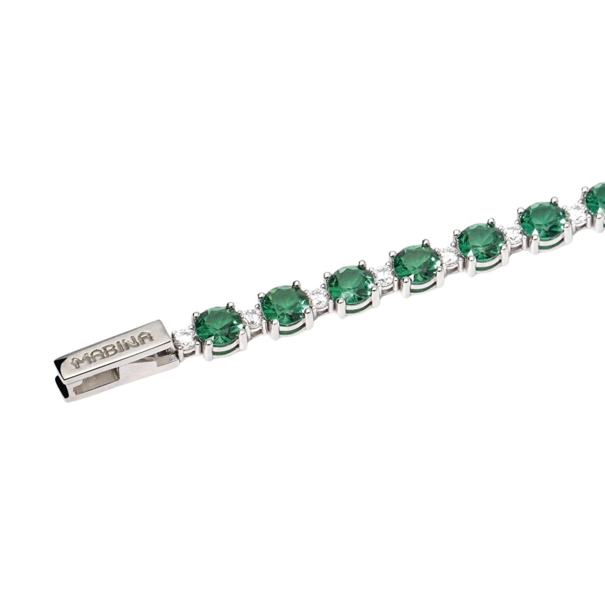 SILVER MABINA BRACELET WITH ZIRCONIAS AND SYNTHETIC EMERALDS 534108-18