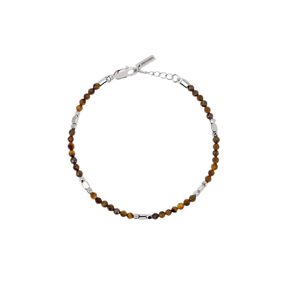PULSERA MABINA DE PLATA Y OJO DE TIGRE FACETADO 534151