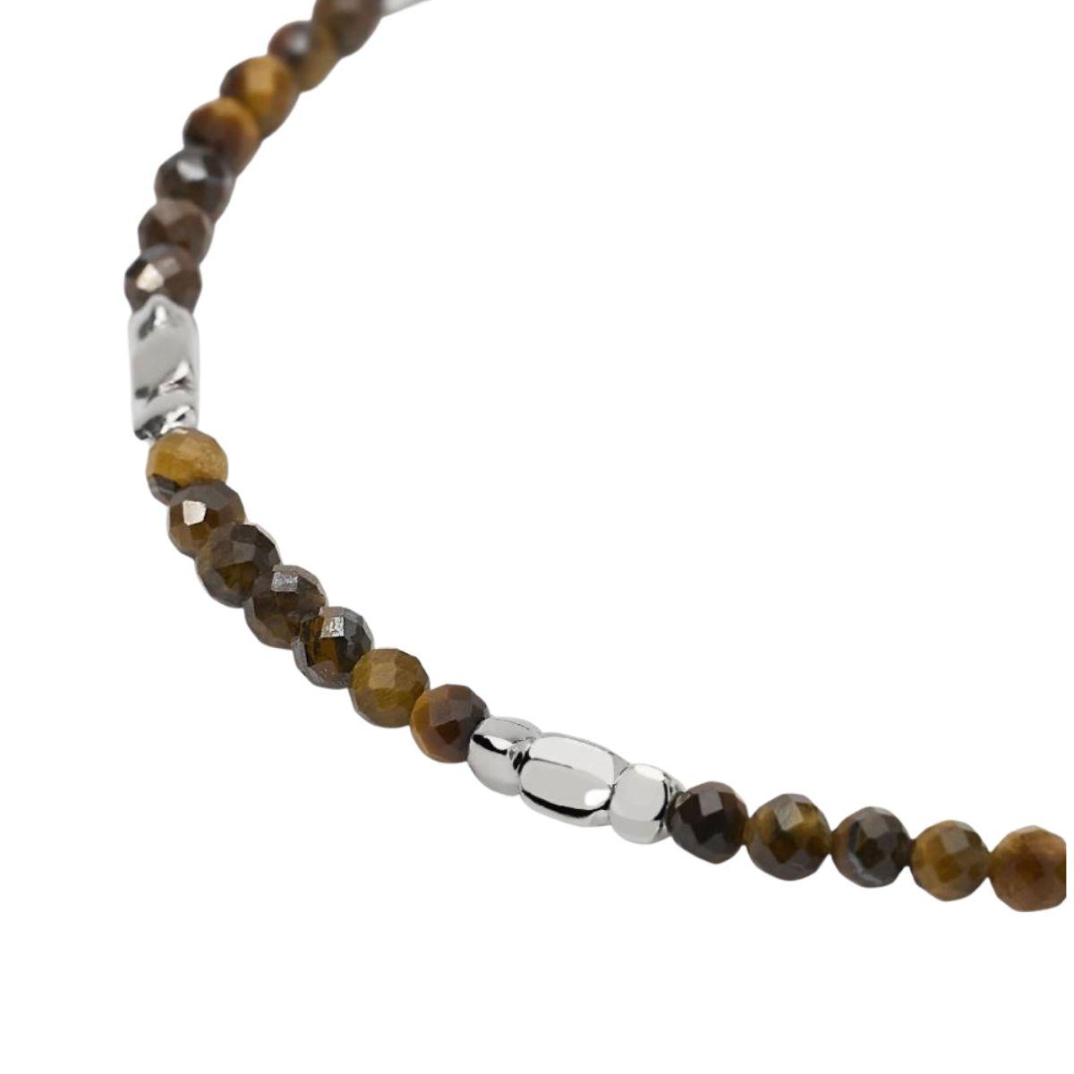 PULSERA MABINA DE PLATA Y OJO DE TIGRE FACETADO 534151