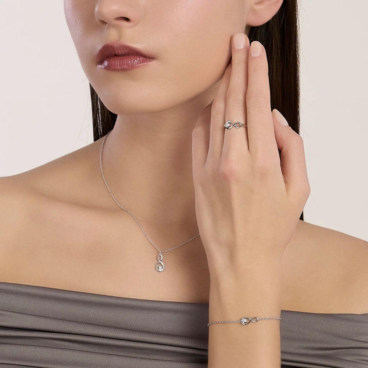 PULSERA MABINA EN FORMA DE CORAZON EN PLATA Y UN DIAMANTE CULTIVADO 0,06CT F VS 534176 1