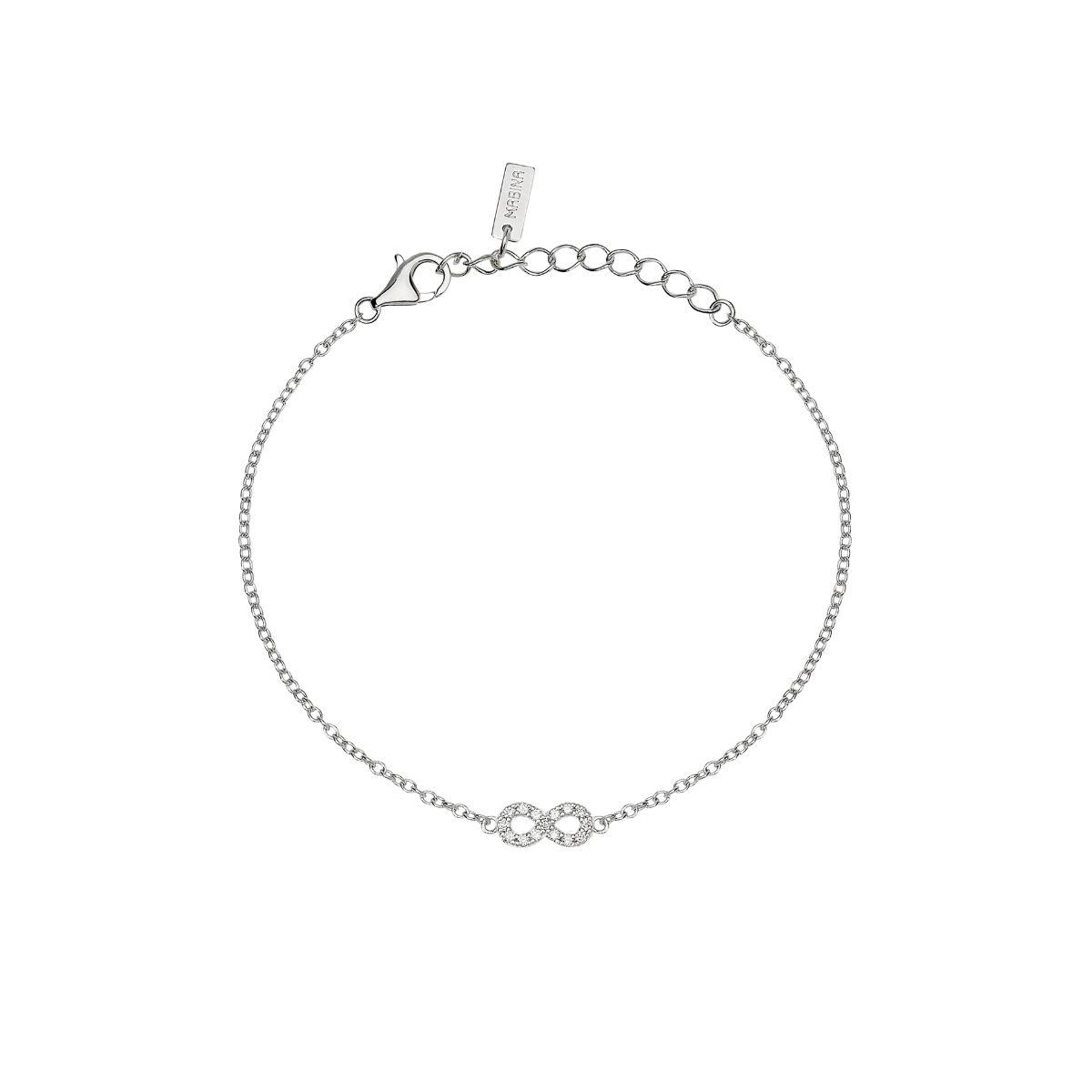Pulsera de plata Mabina 534177 con símbolo del infinito y diamantes de laboratorio