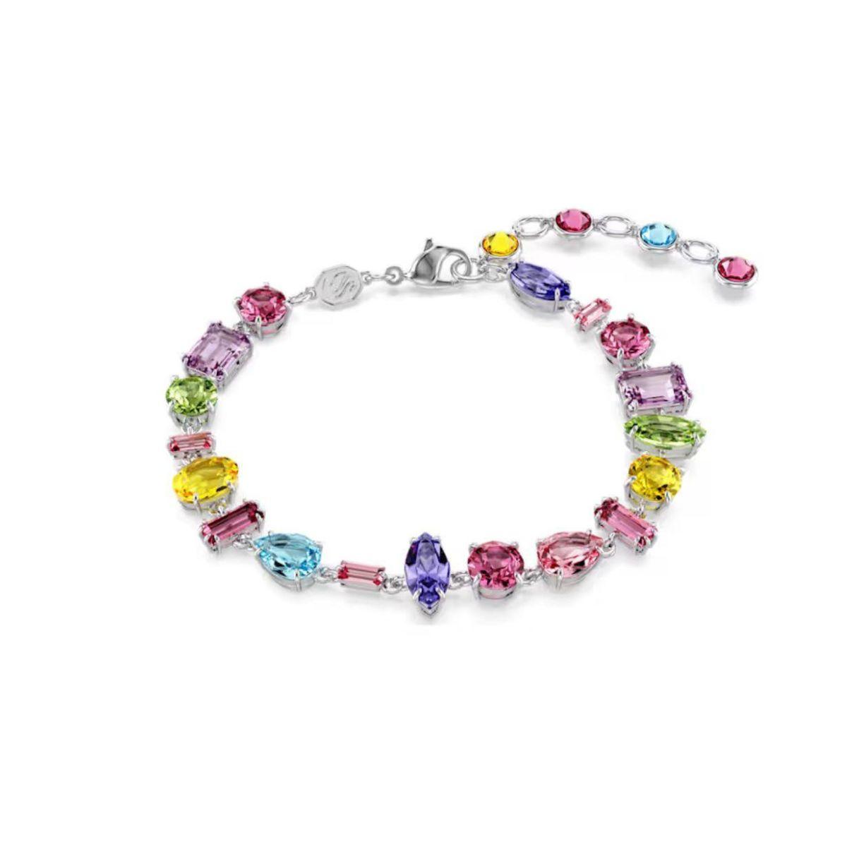 multi-color Swarovski bracelet, bright colors.