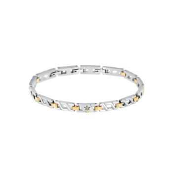 PULSERA MASERATI DE ACERO BICOLOR PLATEADO Y DORADO JM124AVD38