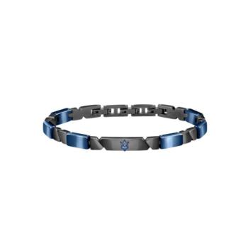 PULSERA MASERATI DE ACERO NEGRO Y AZUL JM221ATZ01