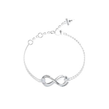 PULSERA GUESS AMORE CON INFINITO DE ACERO Y CIRCONITAS BLANCAS JUBB05050JWRHS