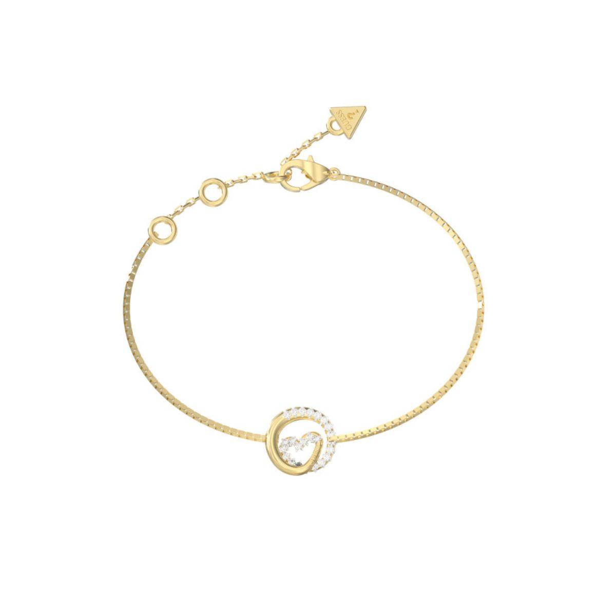 POLSERA GUESS ICONIQUE D'ACER COLOR DORADO I CIRCONETES BLANQUES JUBB05527JWYGS