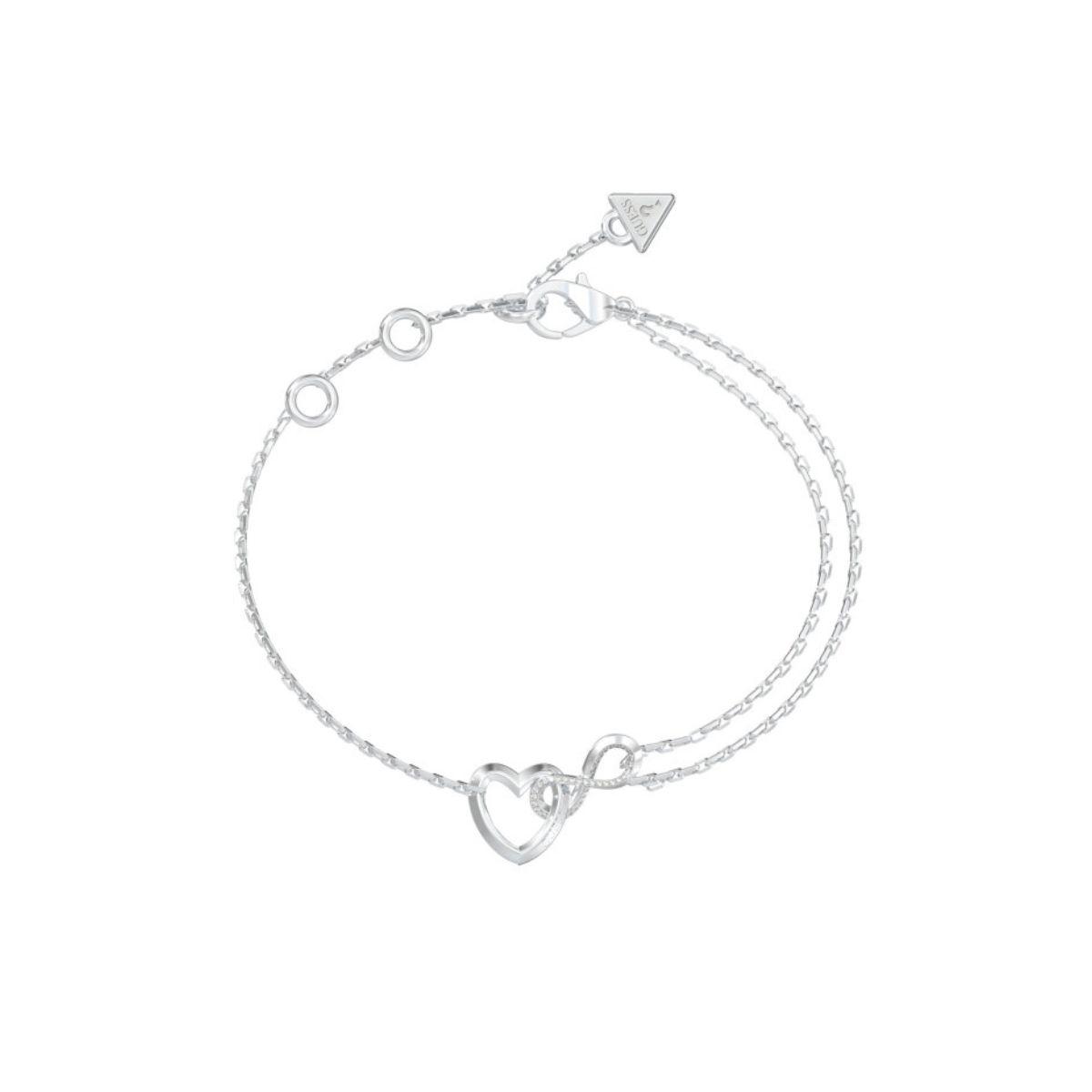 GUESS ICONIQUE BRACELET WITH STEEL HEARTS AND WHITE ZIRCONIAS JUBB05531JWRHS