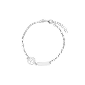 POLSERA LISKA DE PLATA AMB PLACA PERSONALITZABLE I ARBRE DE LA VIDA LAF6387BR