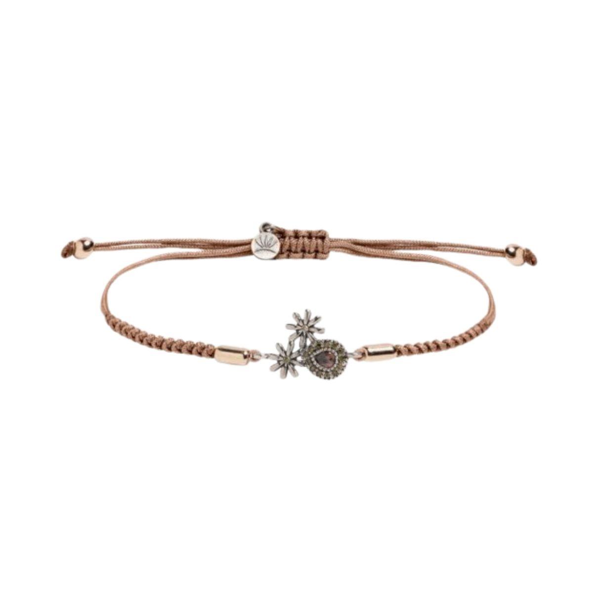 PULSERA SUNFIELD DE PLATA Y CIRCONITAS PERIDOTO Y MARRÓN PU065521