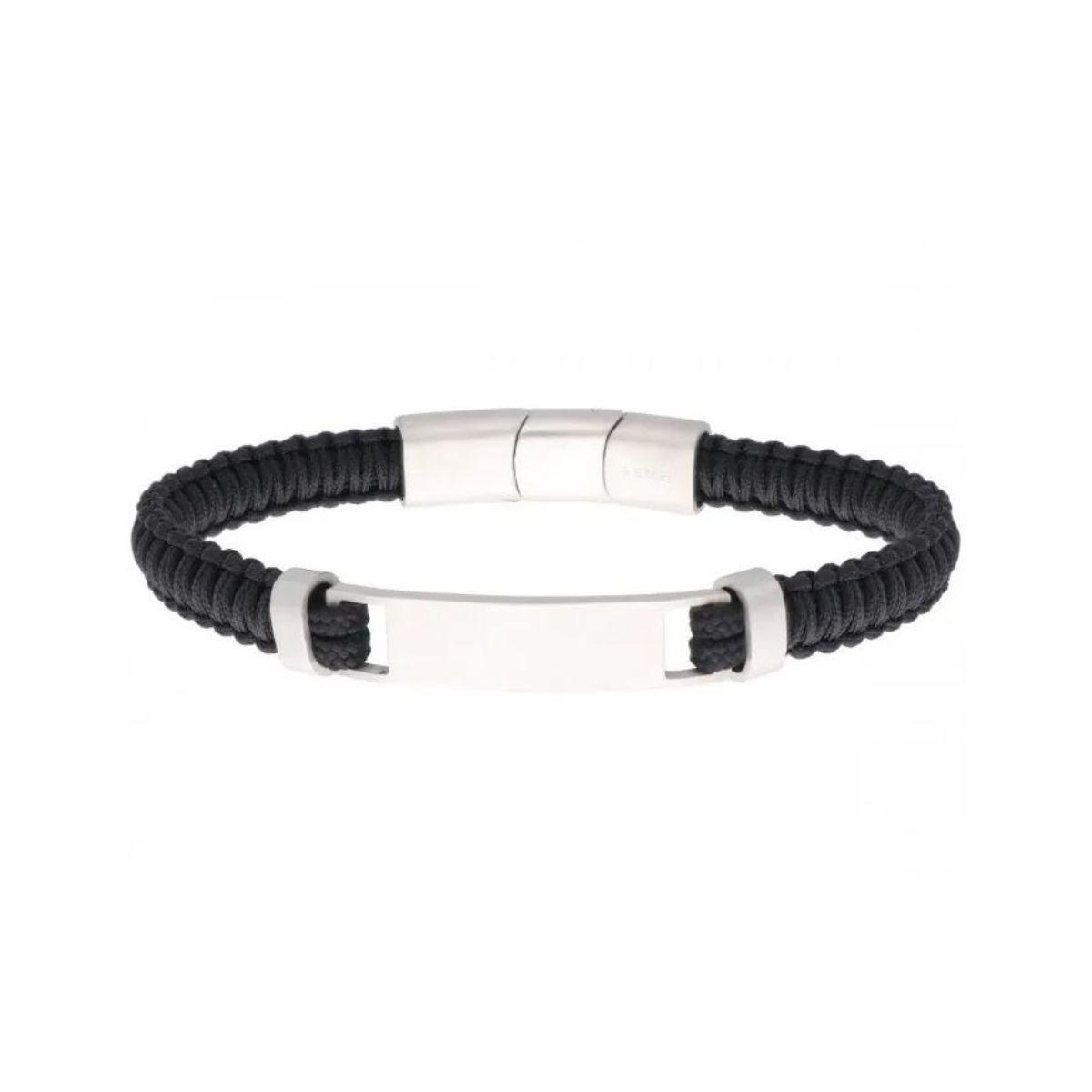 PULSERA LISKA ACERO Y CUERDA NAUTICA NEGRA NTK036BR-N