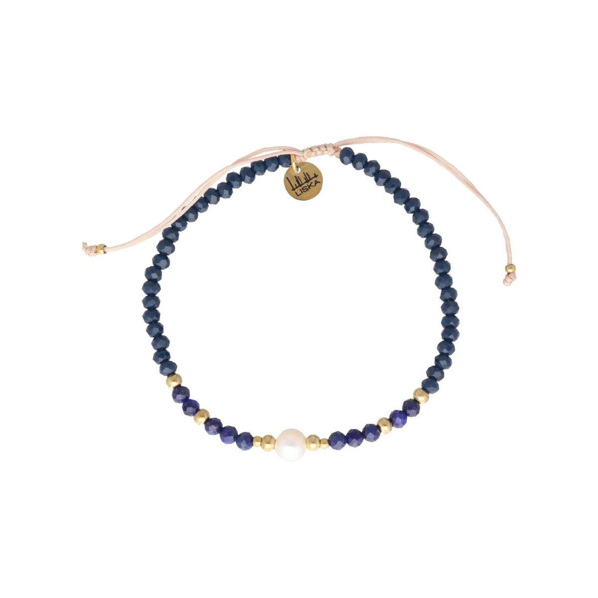 POLSERA LISKA D'ACER, PEDRES NATURALS I PERLA SHA199