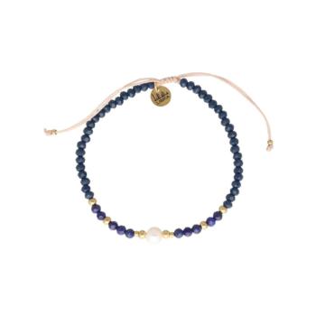 PULSERA LISKA DE ACERO, PIEDRAS NATURALES Y PERLA SHA199