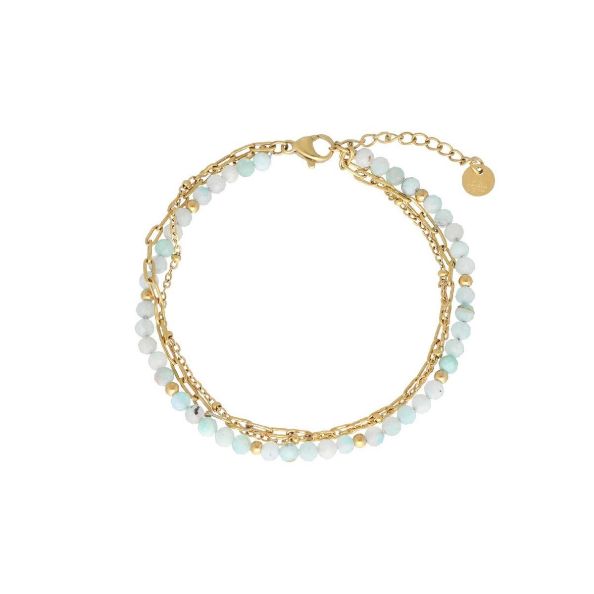 PULSERA LISKA DE ACERO Y AMAZONITAS SHA208BR