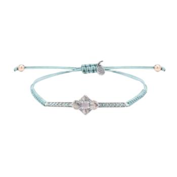 Sunfield Anthemis Blue Petal Bracelet in silver, with cubic zirconia and rose quartz.