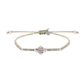 Sunfield Anthemis silver bracelet with green petal and pink tourmaline