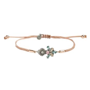 Pulsera Bessie Oval Double Sunfield de Plata, circonitas y macrame PU067544