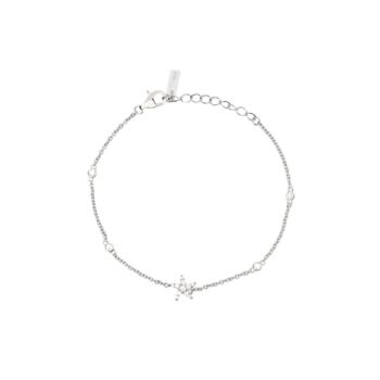 Pulsera de plata con forma de estrella de mar con circonitas blancas y cadena rolo.