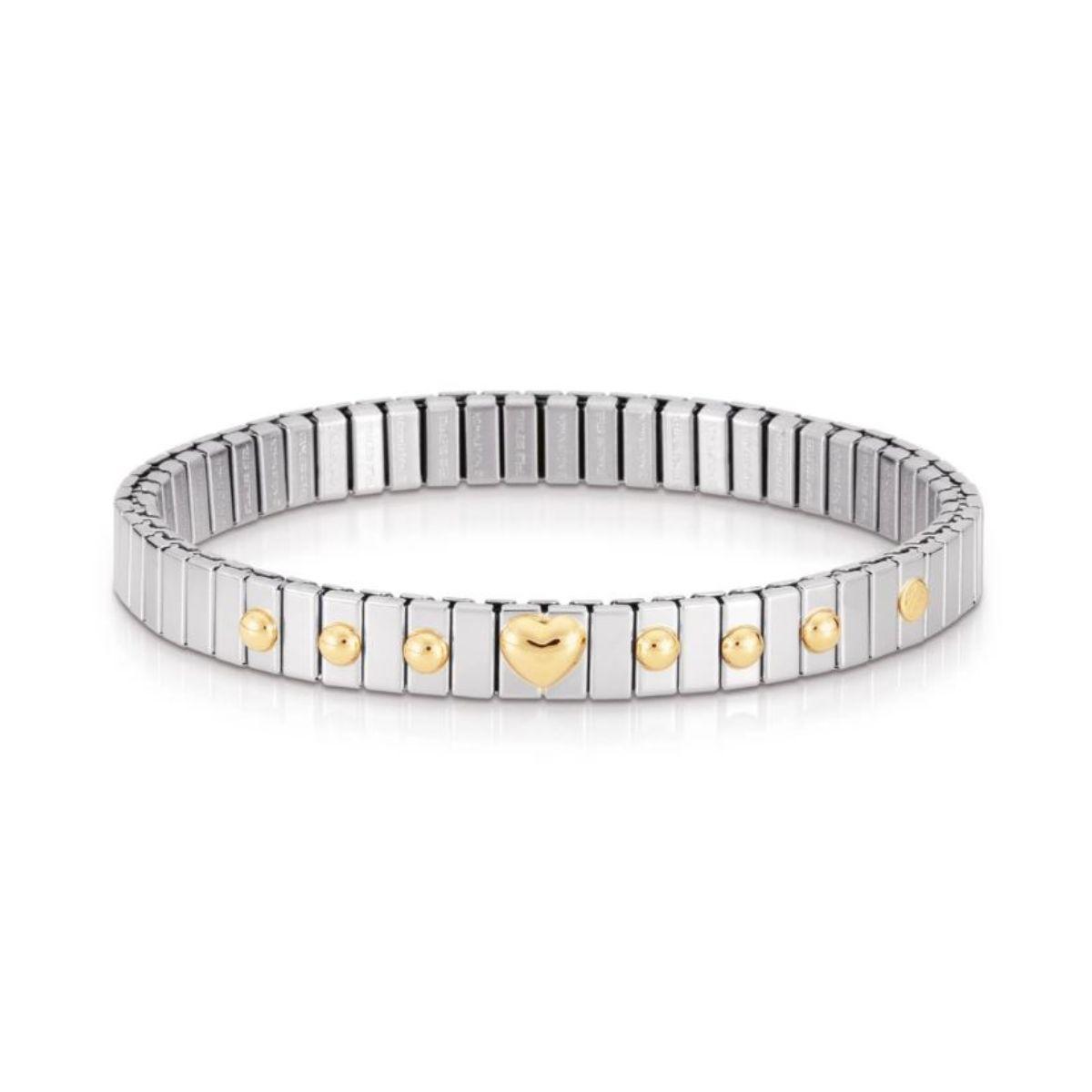 PULSERA NOMINATION EXTENSION DE ACERO Y ORO CON CORAZON 042001 005