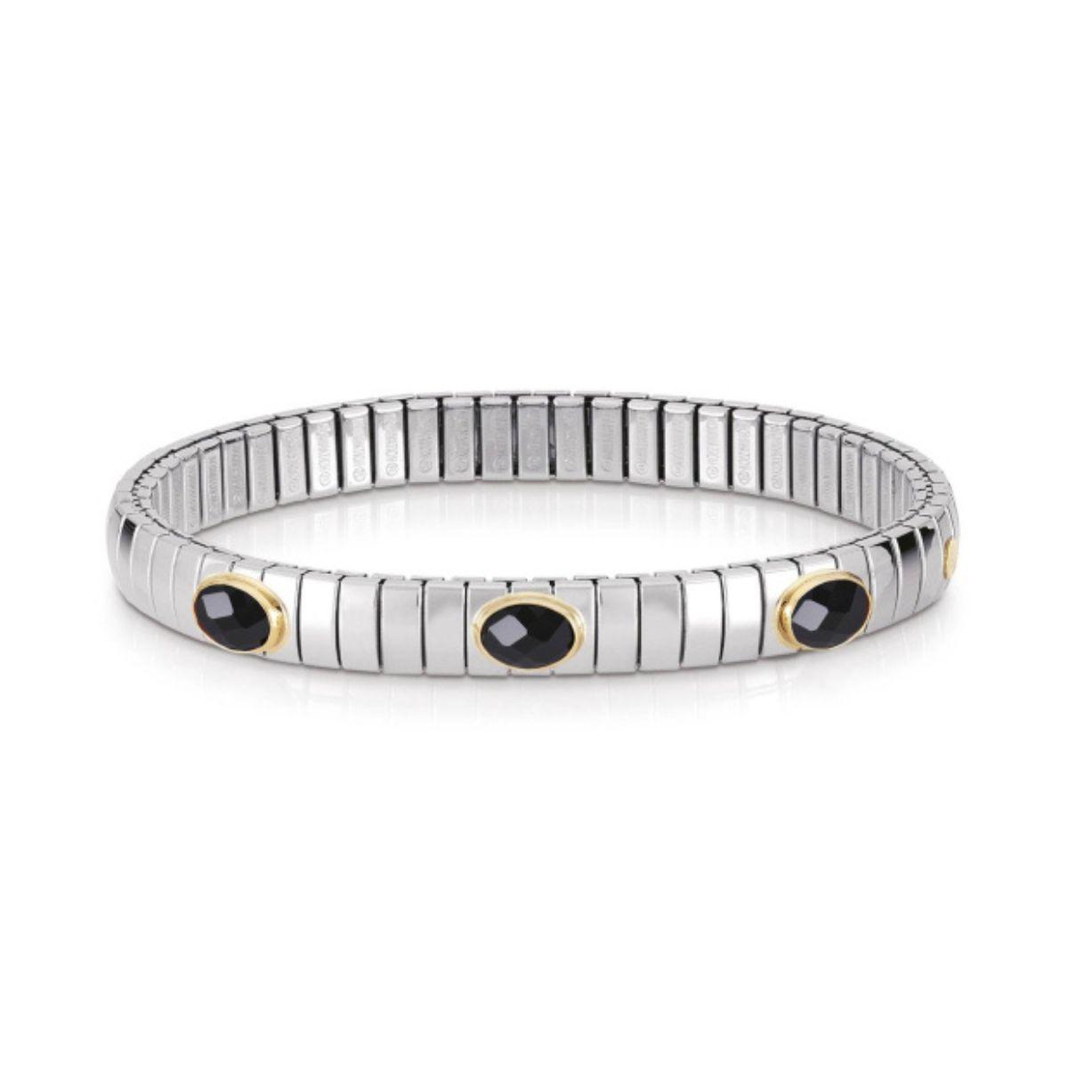 NOMINATION EXTENSION BRACELET IN STEEL, GOLD AND BLACK ZIRCONIA 042505 011