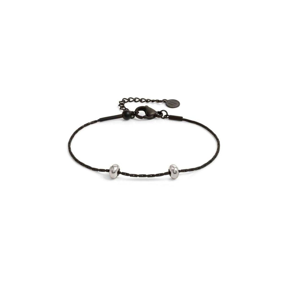PULSERA BASE SEIMIA DE ACERO NEGRO Y PLATA PERSONALIZABLE 