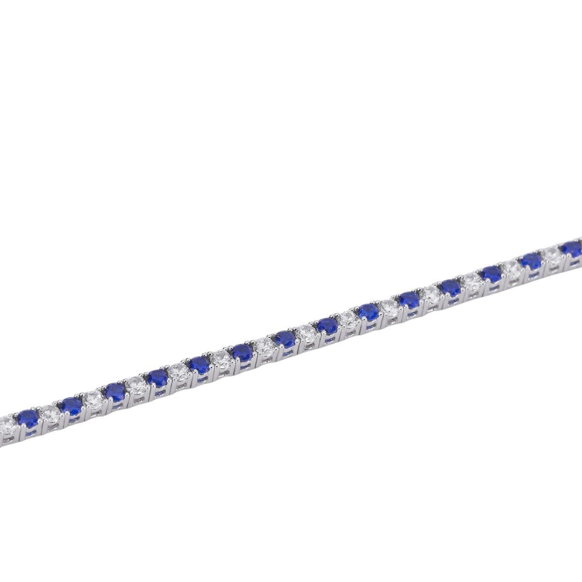 PULSERA MABINA TENIS DE PLATA, ZAFIROS SINTETICOS Y CIRCONITAS BLANCAS 2,5mm 533456-M